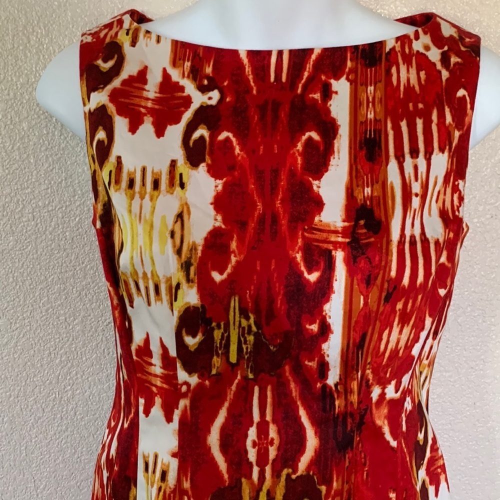 Jones New York dress Woman's, 4P Orange red print sheath, sleeveless, zip NWT - Picture 5 of 14